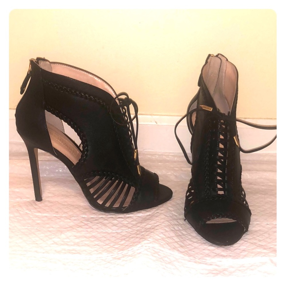 Black lace up booties. Size 7.5